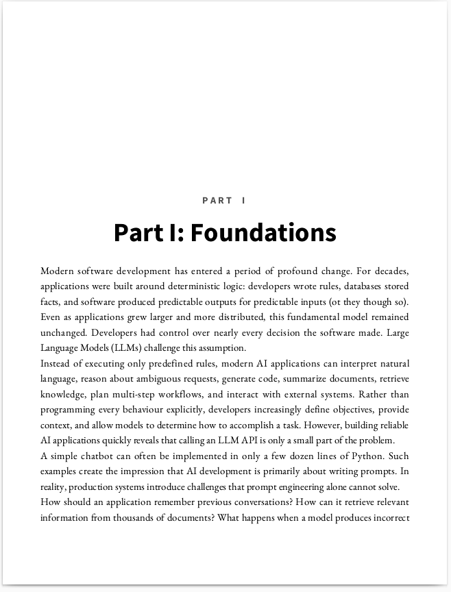 A page from a finished book as readers see it: a part-opener headed Foundations with body text below.